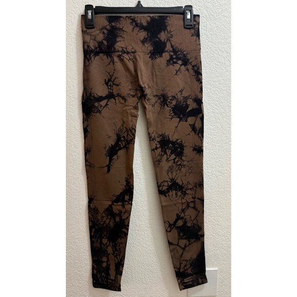 Brown Black Tie-Dye Leggings Size Large - Picture 1 of 4